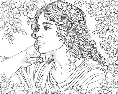 PPersephone in her garden coloring page