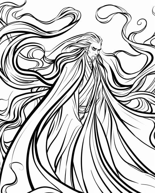 Eurus, Greek god of the East Wind, coloring page