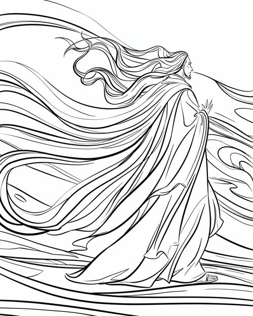 Eurus, Greek god of the East Wind, coloring page