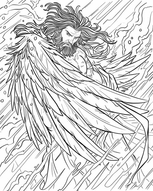 Notus, Greek god of the South Wind, coloring page