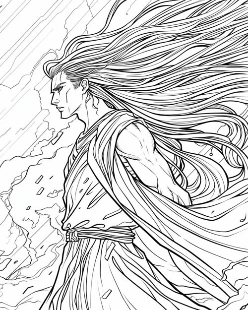 Notus, Greek god of the South Wind, coloring page