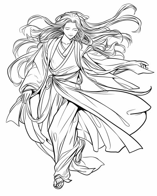 Zephyrus, Greek god of the West Wind, coloring page