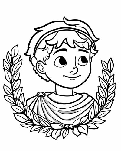 Apollo and a laurel wreath coloring page