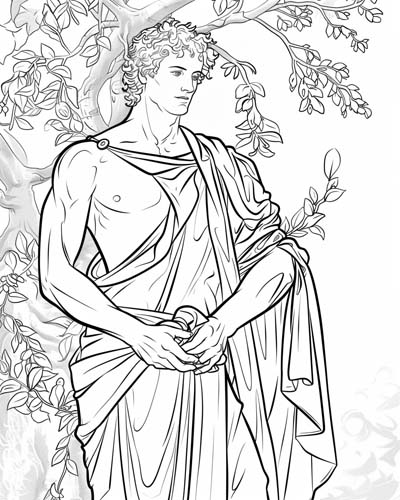 Apollo by the laurel tree coloring page