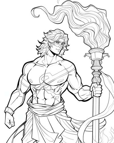 Ares, Greek god of war, coloring page