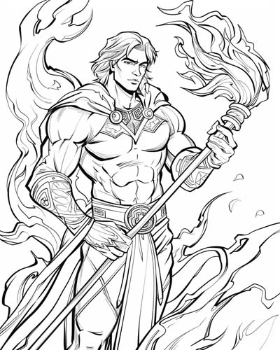 Ares, Greek god of war, coloring page