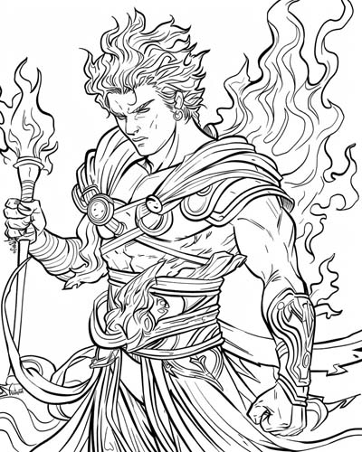 Ares, Greek god of war, coloring page