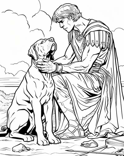 Ares, Greek god of war, coloring page