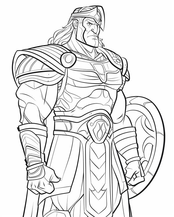 simple coloring page of Ares, Greek god of war
