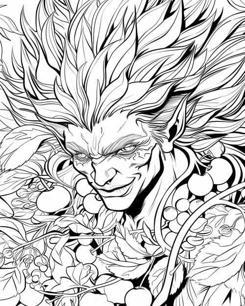 coloring page of Dionysus and grapes