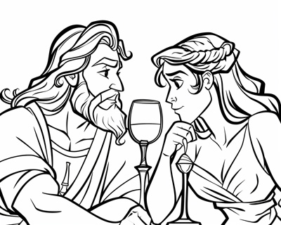 Dionysus and Ariadne coloring page