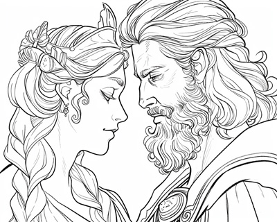 Dionysus and Ariadne coloring page