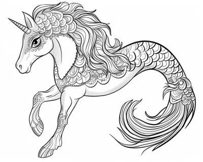 Poseidon's companions, the hippocampi coloring page