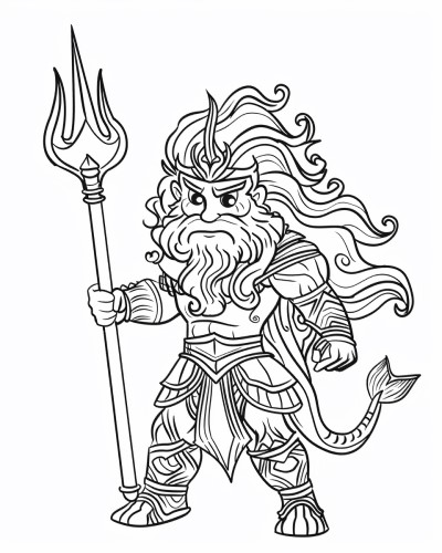 cartoon Poseidon coloring page