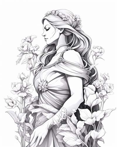 Anthousa in the garden coloring page