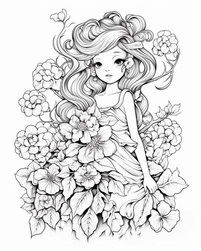 Anthousa with many blossoms coloring page