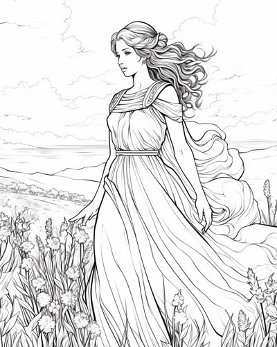 Meadow nymph coloring page