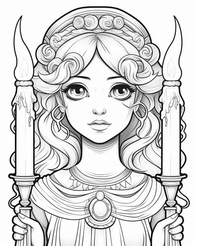 Lampad with two candles coloring page