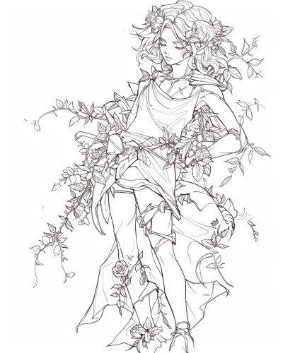 Gaia, Greek primordial goddess coloring page