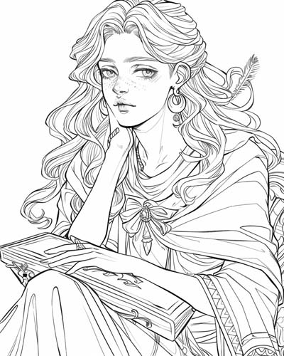 Mnemosyne, Greek Titans coloring page