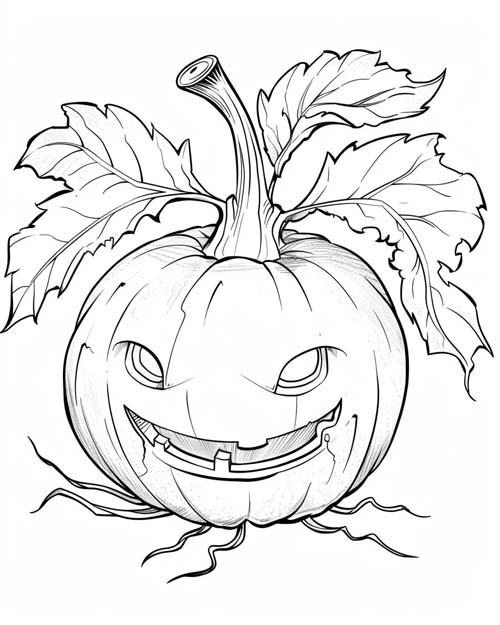 coloring page of a spooky carved turnip