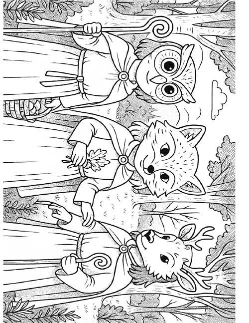 coloring page of children with masks during Samhain