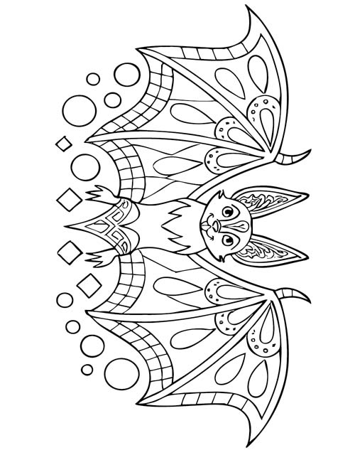 decorative bat coloring page