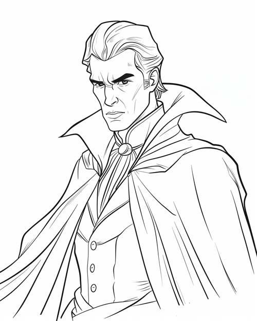 coloring page of Claes Bang as Dracula