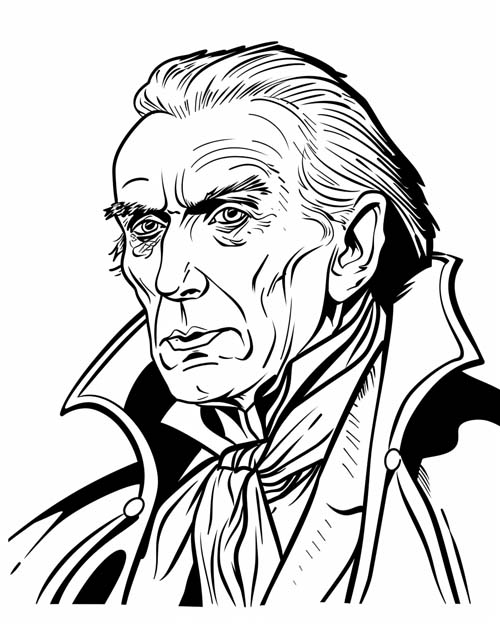 coloring page of Frank Langella as Dracula