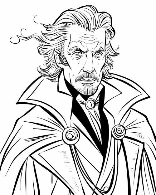 coloring page of Gary Oldman as Dracula