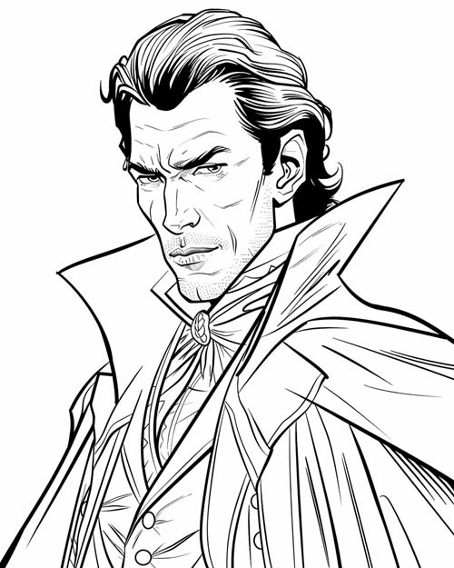 simple coloring page of a vampire