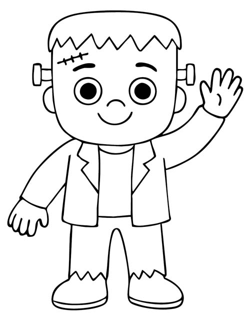 simple Halloween coloring page of frankenstein