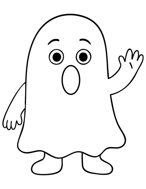 simple Halloween coloring page of a ghost