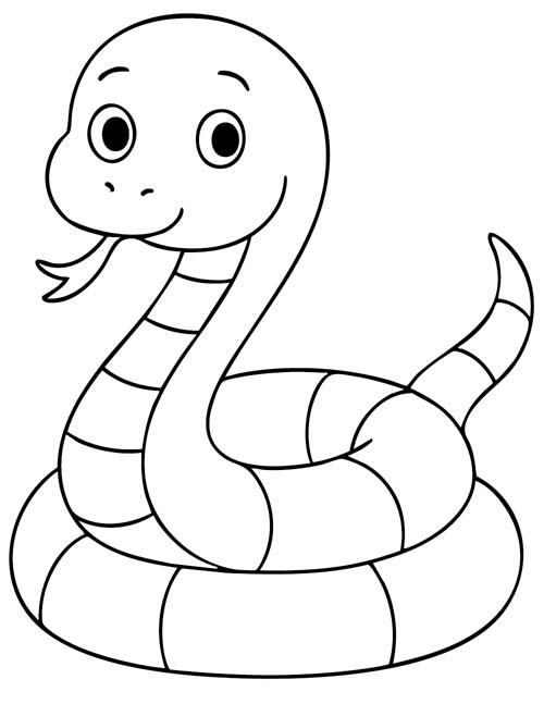 simple coloring page of a cute snake