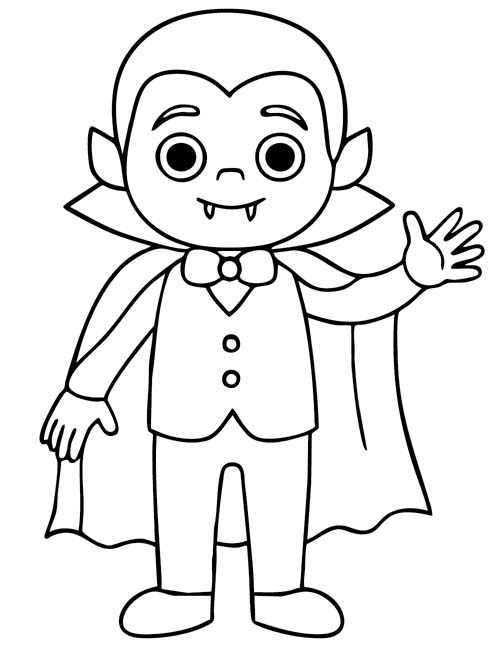 simple Halloween coloring page of a vampire