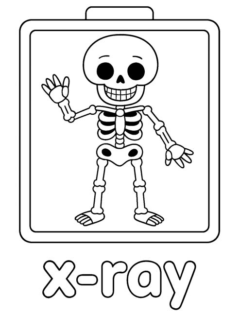 labeled Halloween coloring page of an xray