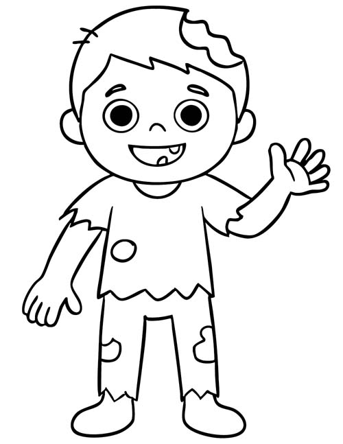 simple Halloween coloring page of a zombie