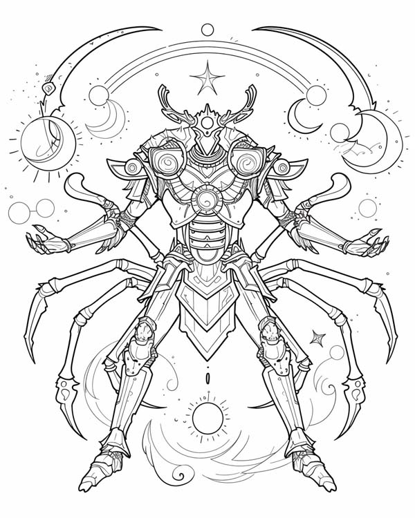 Zodiac Knight, Cancer coloring page