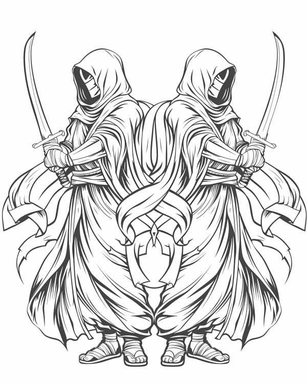 Zodiac Knight, Gemini coloring page
