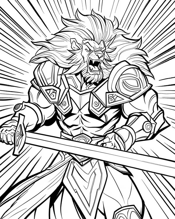 Zodiac Knight, Leo coloring page