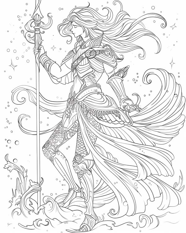 Zodiac Knight, Pisces coloring page