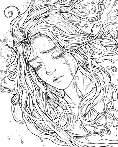 coloring page of the banshee from Irish folklore