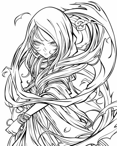 coloring page of the banshee from Irish folklore