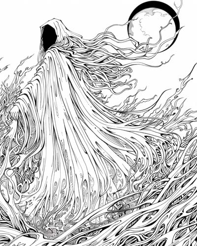 coloring page of the banshee from Irish folklore