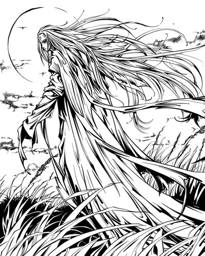 coloring page of the Banshee in the mist 
