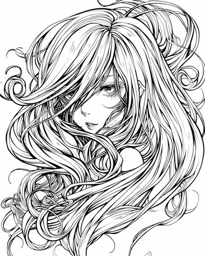 coloring page of the banshee from Irish folklore