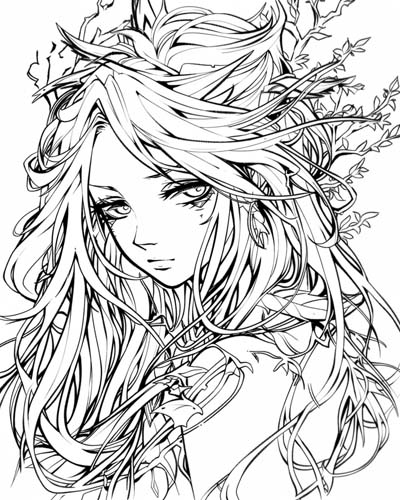 coloring page of the banshee from Irish folklore