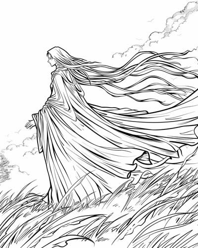 coloring page of the banshee from Irish folklore