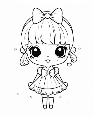 kawaii ballerina coloring page