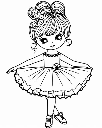 kawaii ballerina coloring page
